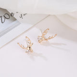 Maxbell Christmas Reindeer Elk Stud Earrings for Women Girls Crystal Jewelry Gold