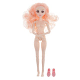 Maxbell 36cm Ball Jointed Girl Doll Nude Body DIY Parts White Skin With Hair B-3