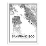 Maxbell Nordic World City Map Poster Art Canvas Painting Home Decor 12# 30x40cm