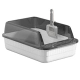 Maxbell Cat Litter Box Litter Tray Open Top Semi Enclosed Durable 18L Large Capacity White