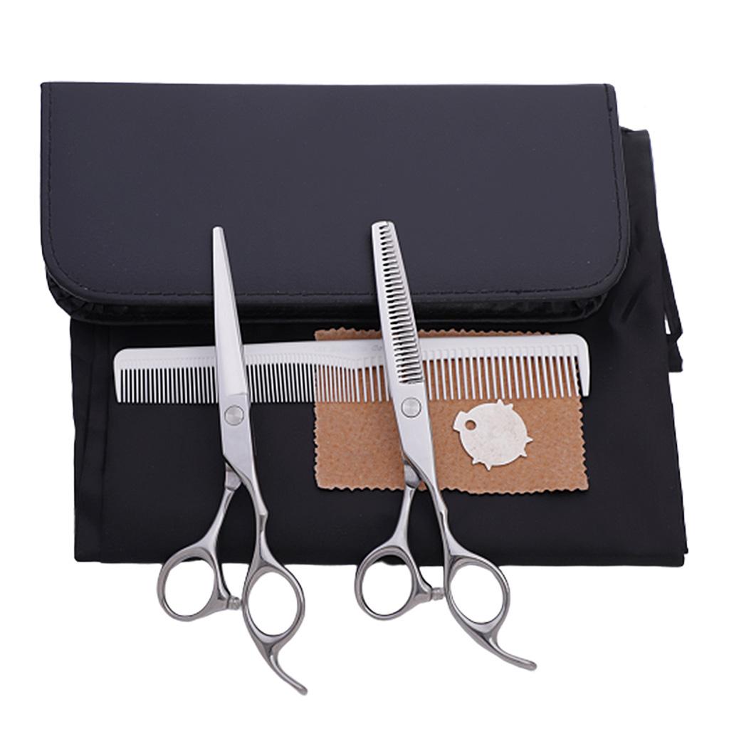 Maxbell 6" Stainless Steel Barber Cutting Thinning Texturizing Scissors Comb Set Silver