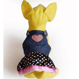 Maxbell Cute Heart Pattern Pet Dog Cat Denim Chiffon Skirt Dress Clothes S