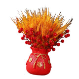 Maxbell Chinese Bag Shape Dried Flower Vase Pot Desktop Bonsai Ornament for Events Red