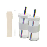 Maxbell Reusable Water Cup Set Drinking Large Capacity 24oz Juice Travel Jar White