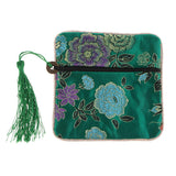 Max Guzheng Nail Tape Storage Bag Silk Brocade Jewelry Pouch Bag Purse Green