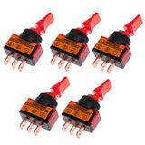 Max Maxb 5 Pieces LED On/Off SPST Toggle Switch with Cover Car Boat 12V 20A  Red