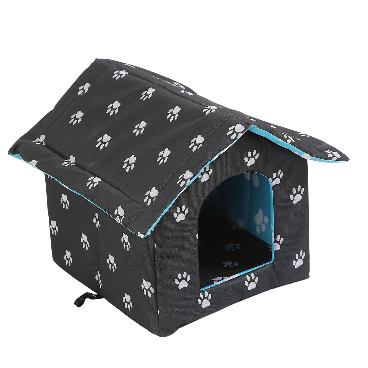 Maxbell Oxford Cloth Outdoor Feral Cats Warm House Waterproof Bed Kennel Tent Winter square shaped m Black