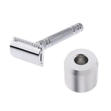 Max Men's Double Edge Safety Shaving Razor + Stand Holder Base Silver
