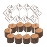 Max 10Pack Rustic Card Holders Table Number Stands Wooden Base Memo Note Clip