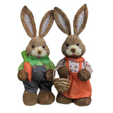 Maxbell Cartoon 2 Pieces Easter Bunny Rabbit Straw Figures 35cm Ornaments Lifelike Style B