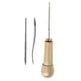 Maxbell Copper Handle with 3 Needles Sewing Awl Hand Stitcher Shoe Repair Tool Canvas Leather DIY
