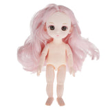 Maxbell Lovely 16cm Ball Jointed Girl Doll Nude Body DIY Parts Light Pink Curly Hair