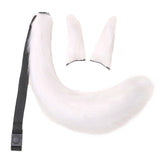 Maxbell 3x Plush Ears and Tail Set Women Girls Cosplay for Dance Fancy Prop Carnival white