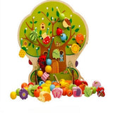 Maxbell NEW Beads Toy Wooden Fruits Vegetables Lacing Stringing Educational 100Pcs