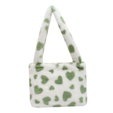 Maxbell Fashion Hobo Plush Bag Tote Pouch Purse Heart Shoulder Bag for Vacation Green