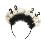 Maxbell 2023 New Year Headband Creative Headpiece Glitter Hair Band for Unisex Aureate