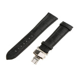 Maxbell Leather Watch Band Butterfly Deployment Clasp Buckle Black 22mm