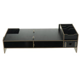 Max Wood Monitor Stand Drawers Computer Laptop Printer Riser Desk  black
