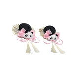 Maxbell 2x Chinese Style Hair Clips Panda Barrette Hanfu Qipao Tassel Snap Hairpins Pink