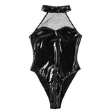 Maxbell Patent Leather Leotard Bodysuit Charms PU Fashion for Women Home Clubwear XXL