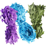 Max 30 Meters Artificial Fabric Leaf Garland Ribbon Trims Blue Green Purple