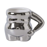 Maxbell Morning Cup belly Creative Ceramic Novelty Cup for Milk breakfast Argent