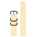 Maxbell Beige Nylon Watch Band Stainless Steel 3-ring Buckle Wristband Replace 24mm