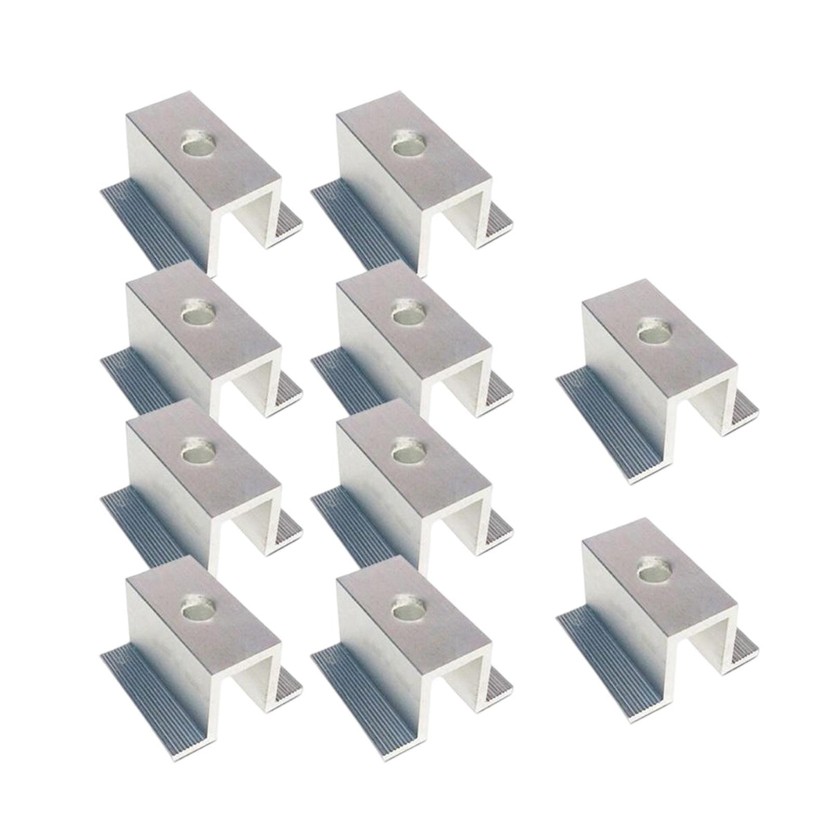 Maxbell 10Pcs Solar Middle Clamps Mounting Brackets Supplies Hardware Aluminum Alloy