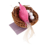 Maxbell 1/6 Dollhouse Miniature Bird Nest with Eggs for Fairy Garden Decor Pink