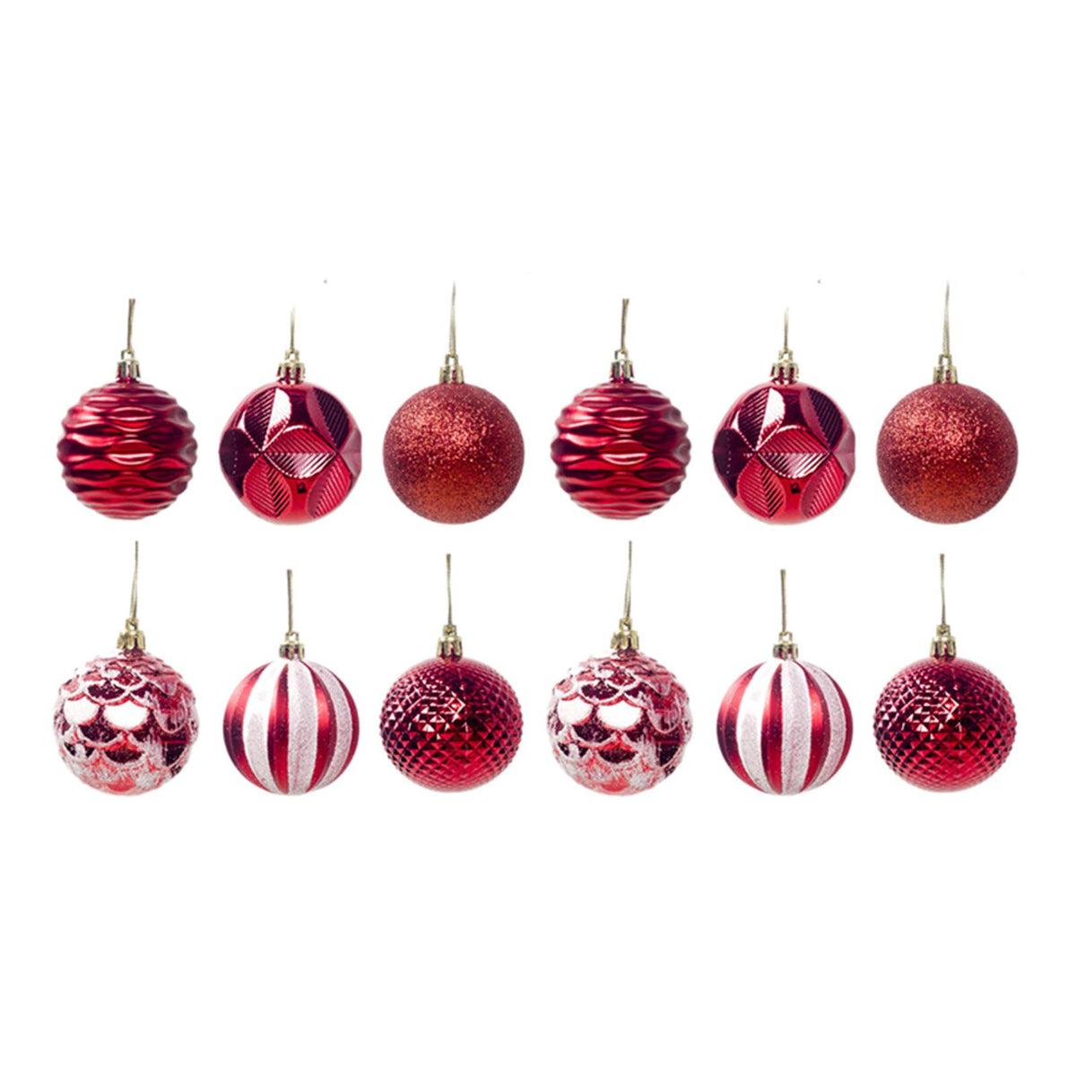 Maxbell 12Pcs Christmas Balls Xmas Tree Hanging Pendants DIY for Home Decorations Red