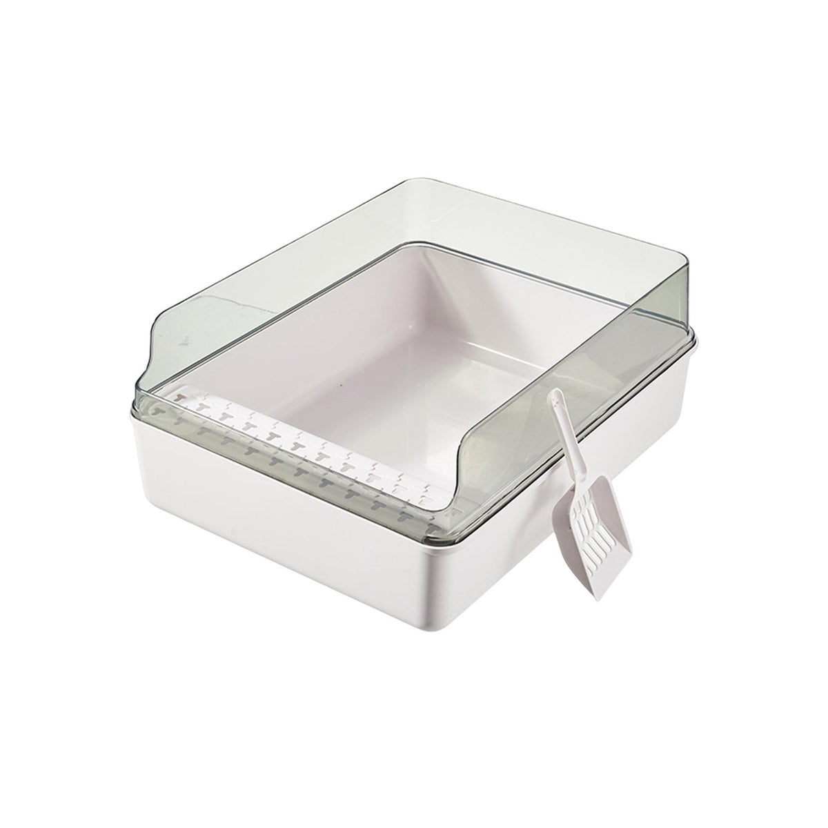 Maxbell Cat Litter Box Open Air with Rim for Indoor Cats Low Profile Cat Litter Tray White
