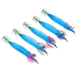 Maxbell 5pcs Luminous Squid Jigs Saltwater Fishing Lures Octopus Squid Hooks Blue
