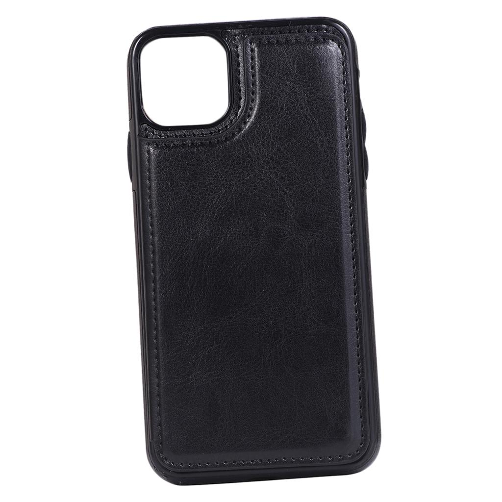 Max PU Leather Anti-fall Phone Back Cover Case For iPhone 11 6.5 inch Black