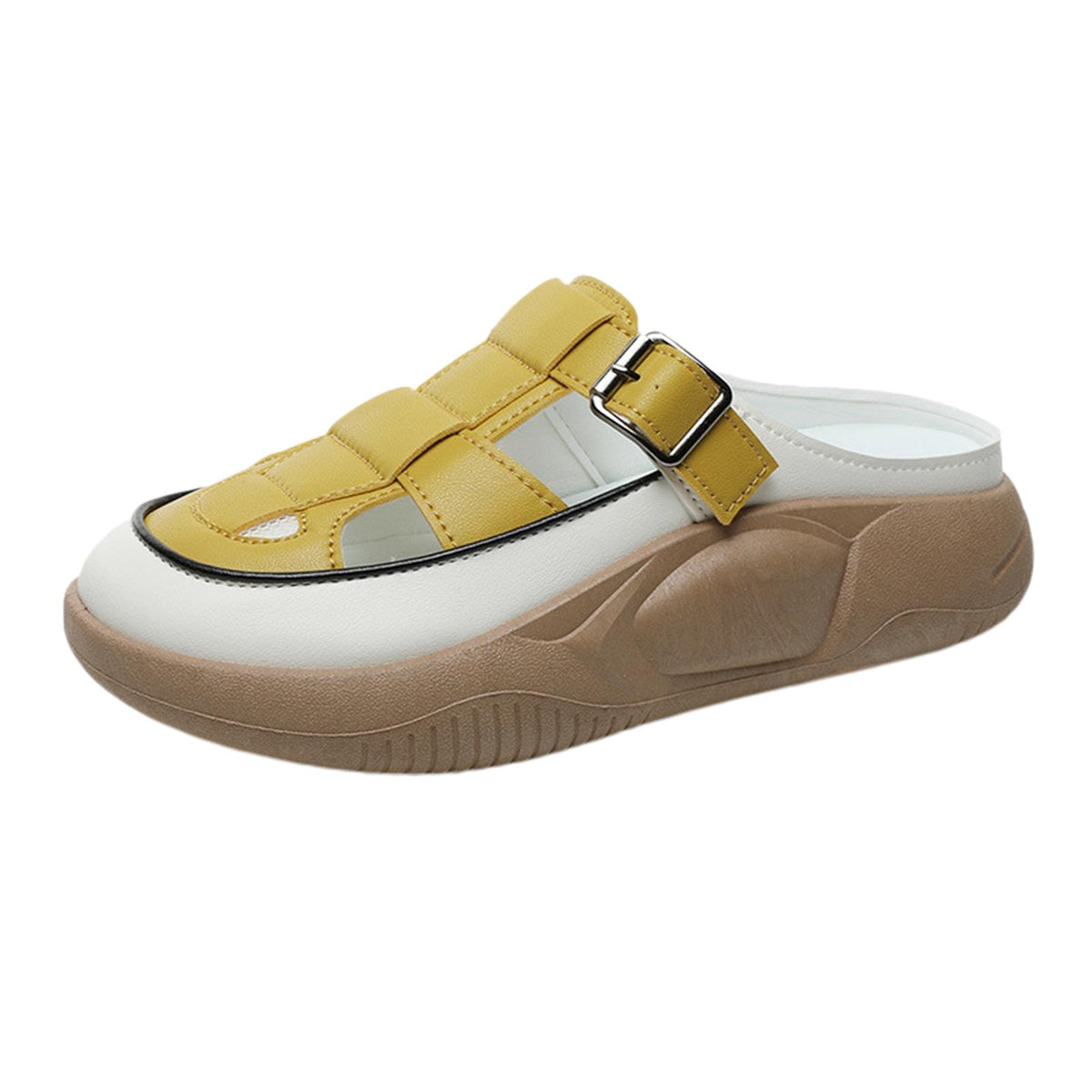 Maxbell Women's Slide Sandals Comfortable Flat Shoes 5cm Thick Sole Nonslip Slippers Yellow 36