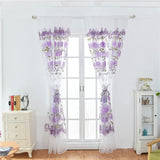 Max Offset Printed Voile Slot Top Panel Tulle Window Blinds Purple-100x200cm