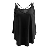 Maxbell Women Ladies Solid Sleeveless Strappy Swing Camisole Vest Tank Top XL Black