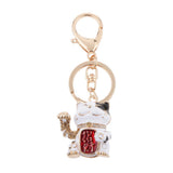 Maxbell Rhinestone Crystal Fashion Lucky Fortune Cat Pendant Bag Keyring Keyfobs