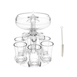 Maxbell 6 Glass Dispenser Clear Wine Rack for Party Party Drinking Wedding with 6 Cups Brush