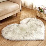 Max Heart Shape Shaggy Faux Sheepskin Area Rug Floor Carpet Mat White Grey