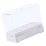 Maxbell 10 Holes Nail Drill Bits Holder Stand Organizer Case Display Box White