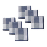 Maxbell 6Pcs Cotton Men's Hanky Pocket Square Hankies for Grandfathers Blue
