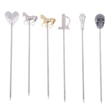 Max 6pcs Stainless Steel Cocktail Sign Cocktail Pick Fruit Food Spears Bar Tools