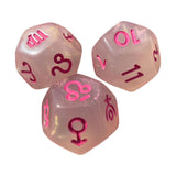 Maxbell 3Pcs Constellation Dices Astrology Dice for KTV Board Game Role Playing Game clear and pink