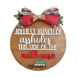 Maxbell Christmas Door Sign Xmas Wreath Durable for Shops Festival Indoor Outdoor Brown