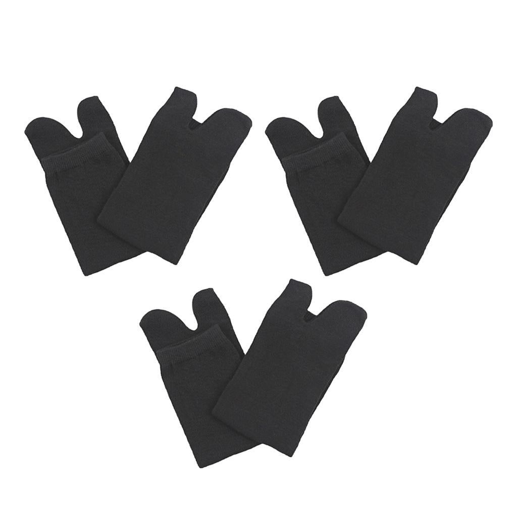 Maxbell 3 Pairs Elastic Cotton Tabi Socks 2 Toe Socks Flip-Flops Socks Unisex Black