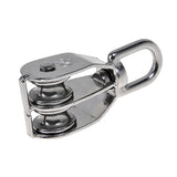 Maxbell Double+Single Pulley Swivel Sheave Rope Wheel Rope Tackle Block M20 Silver