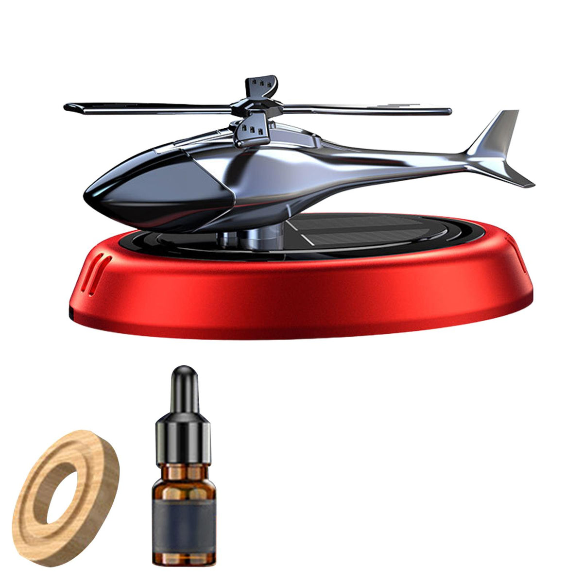 Maxbell Helicopter Car Air Freshener Office Dual Frequency Mode Solar Autorotation Red