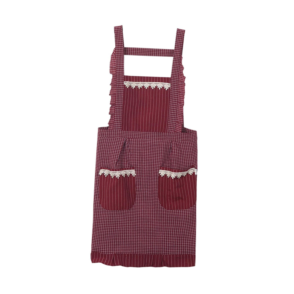 Maxbell Kitchen Apron Gardening Apron with Pockets Barista Apron for Home Red