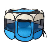 Maxbell Maxbell Foldable Portable Pet Playpen Octagonal Zippered Top for Puppy Kitten Cat Blue Medium