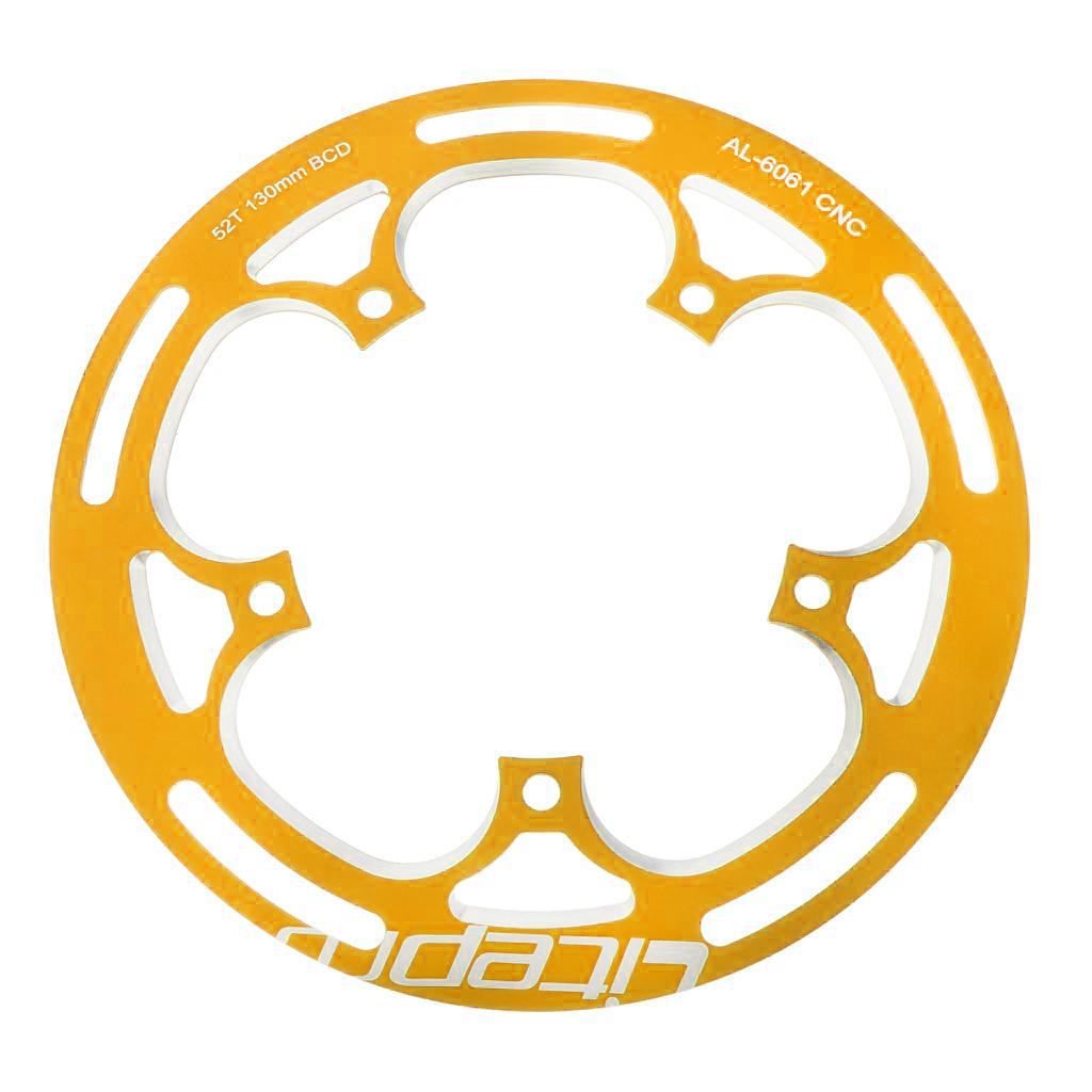 Maxbell Road Bike Bicycle Chainring Guard - BCD130 52T Chain Ring Protector Golden